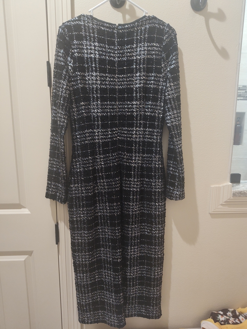 Black Halo 'Mae' Black and White Tweed Long Sleeve Dress NWT Size 10 - Picture 3 of 6